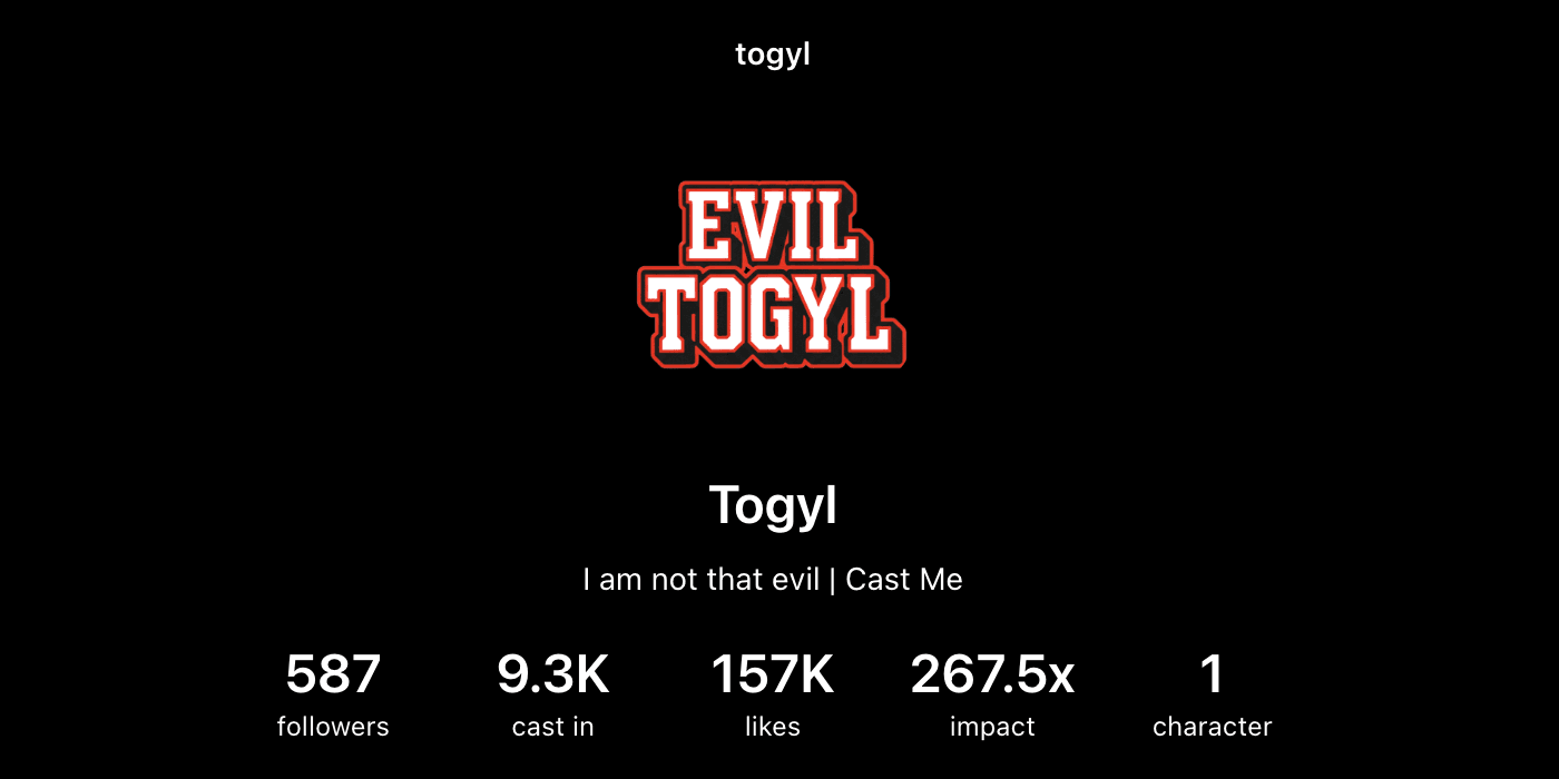 Evil TOGYL growth chart